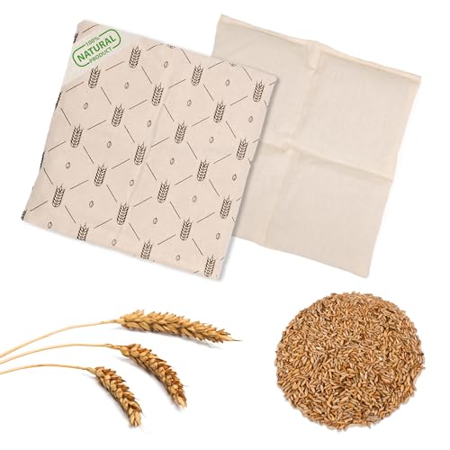 Wagner Wärmekissen aus 100% Baumwolle (Medium 21x21cm) – Mikrowellenkissen mit Weizenkörnern für Schulter, Nacken & Rücken – Natürliche Kirschkernkissen Alternative