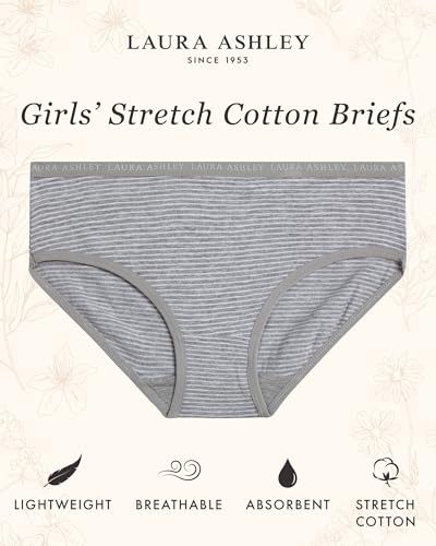 Laura Ashley Girls Underwear - 5 Pack Soft Stretch Breathable Panties for Girls - Lightweight Cotton Panties (Size: 4-12)2