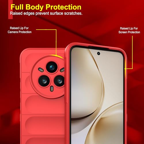 Image of amazon basics Back Case Cover for Realme 14 Pro Plus 5G | Compatible for Realme 14 Pro Plus 5G Back Case Cover | Liquid Silicon Magic with Camera Protection | Red