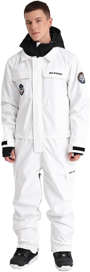 SEARIPEWomen and Men's Ski Suits One Piece Jumpsuit Winter Outdoor Waterproof Warm Snowsuits