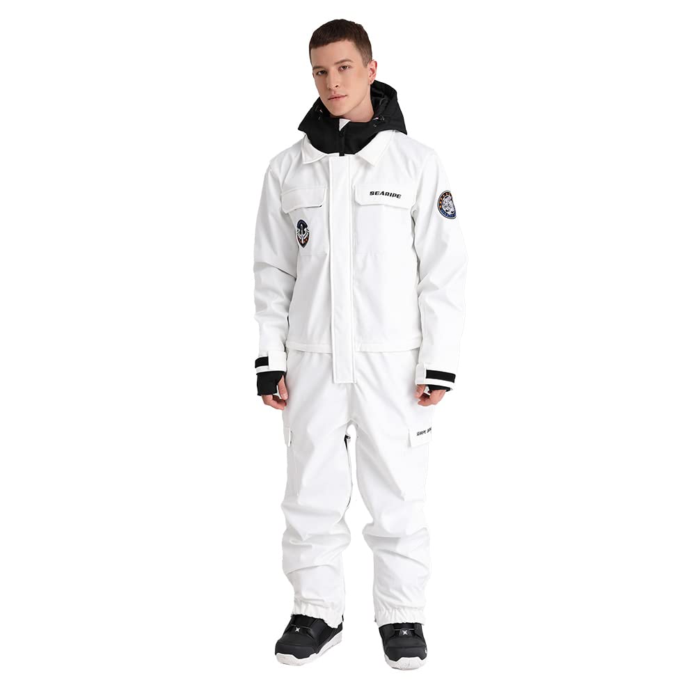 SEARIPEWomen and Men's Ski Suits One Piece Jumpsuit Winter Outdoor Waterproof Warm Snowsuits