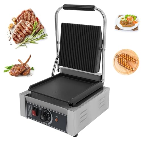 1800W Temperature Capacity Commercial Sandwich Panini, Sided Sandwich Grill with Adjustable Temperature, Pannini Toaster Toastie Professional, For Roadside Stands Restaurant