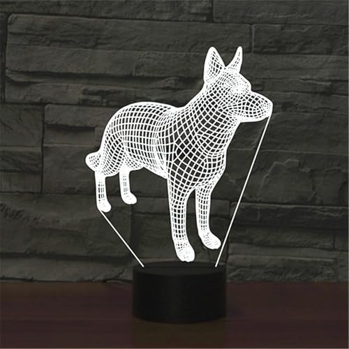 Lámpara de noche 3D ilusión perro con control remoto USB LED miniatura 2