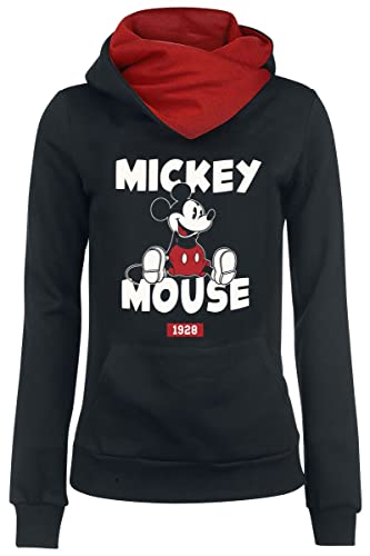 Micky & Minnie 1928 Mujer Sudadera con Capucha Negro/Rojo L 65% algodón, 35% poliéster Regular Cover