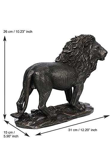 Image of eCraftIndia Handcrafted Polyresin and Bronze Lion Statue Animal Figurine Decorative Showpiece for Home, Living Rooms, Office, Entertainment Spaces for Wildlife Enthusiasts