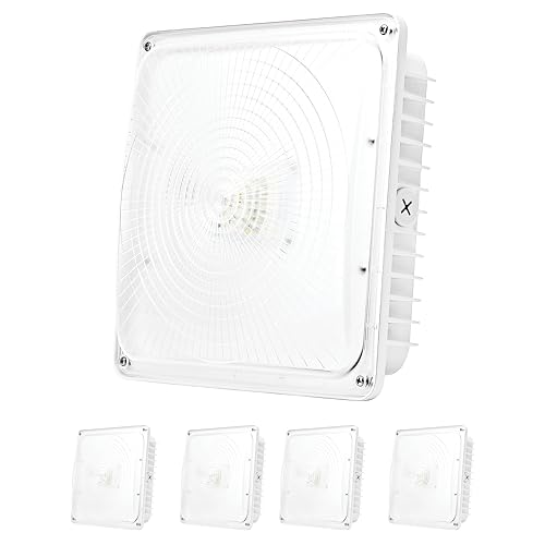 PARMIDA (4 Pack) LED Canopy Light, 45W, 0-10V Dimmable,110-277VAC, IP65 Waterproof, ETL-Listed, 5000K (Day Light), 9.6" x 9.6" Street, Area & Outdoor Lighting, White