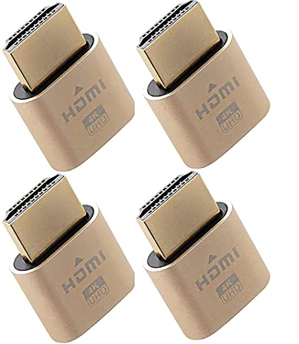 SaiRetail.Com HDMI 4K Dummy Plug, High Resolution Headless Virtual Monitor Display Adapter, Supports up to 3840x2160@60Hz (Pack of 4)
