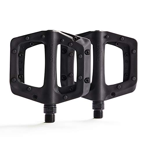 25Nine Ronin Platform Bmx Bike Pedals - Flat Platform With Metal Grip Pins - Sealed Bearings - Cr-Mo Spindle - Black #TOP2