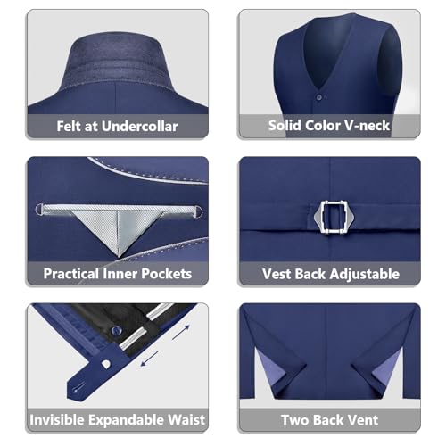 LUPURTY Suits for Men, 3 Piece Men's Suit Slim Fit, Solid Jacket Vest Pants with Tie, One Button Tuxedo Set - Image 5