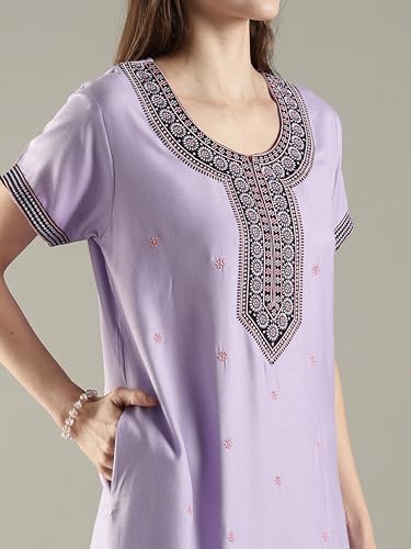 Image of 9shines Label Stylish Alpine Nighty Maxi for Women | Full Length Trendy Nightgown | Premium Nightdress | Nightwear | Heavy Embroidery Nighty with Pockets(2891)