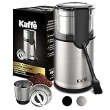 Kaffe Electric Blade Coffee Grinder w/Removable Cup. 4.5oz 14-Cup Capacity. Cleaning Brush Included.