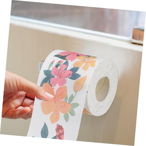 Papel higiénico estampado de flores OUNONA con 2 rollos de textura suave para el hogar 6