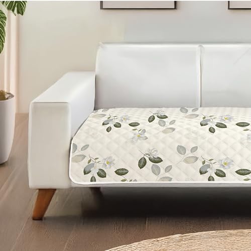 Image of Urban Space 3 Seater Quilted Sofa Cover mat, Non-Slip Sofa Protector, Easy Care & Machine Washable Cover, Sofa Seat Runner for Couch for Living Space (3 Seater - Tea Leaves)
