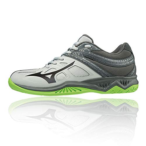 Mizuno Lightning Star Z5 Jr, Zapatillas de Voleibol, Unisex niños, Gris (High Rise/Black/Green Gecko 37), 32.5 EU