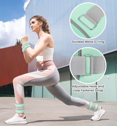 Image of Ankle Weights A Pair of 1 /2 /3 /4 /6 /8 /10 /12 /20 LBS Wrist Leg Arm Weights for Women Men with Adjustable Straps, Strength weighted for Physical Therapy Running Walking Home Fitness Gym Workout Weight Loss