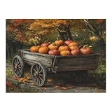 Wagon Filled with Freshly Picked Pumpkins and Apples 1000 Piece Jigsaw Puzzle for Adults, Home Decor Birthday Party Gift Family Game Toy as Wall Art Decor Poster