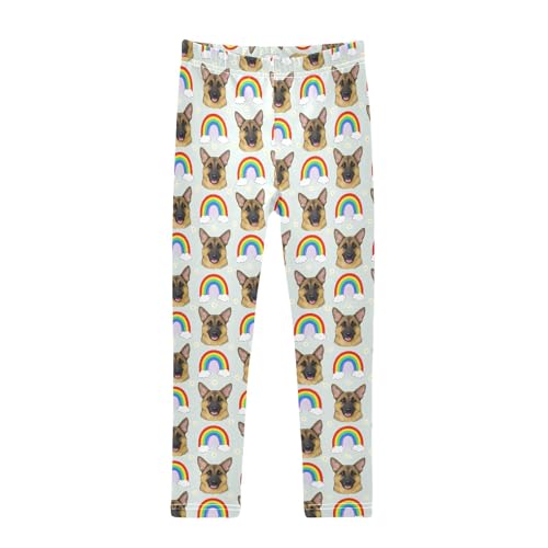 Brown Dogs Daisy Rainbow Girls Leggings Soft Comfortable Athletic Leggings Dancing Pants for 4-10 Years