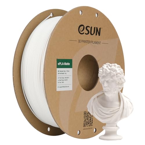 eSUN Aufgerüstet Matte PLA 3D Drucker Filament, Matte PLA Filament 1.75mm, Maßgenauigkeit +/- 0.05mm, 1kg Spule (2.2 LBS) 3D Druck Filament für 3D Drucker, Matte Milchig Weiß