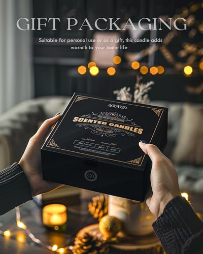 Image of AOOVOO Scented Candles for Men - 4 Pack Candles for Home Scented, 28oz Soy Wax, 200 Hour Burn Time, Men Candle Set, Leather /Smoke & Vanilla /Whiskey Caramel /Lavender Candle Set