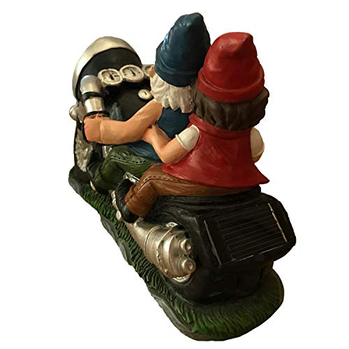 Biker Garden Gnomes Couple On Motorcycle - Outdoor Cute Figurine Motorcycle Statues, Garden Gnome Outdoor, Biker Couple In Love, Make Your Home And Garden More Fun, Great Gift #TOP4
