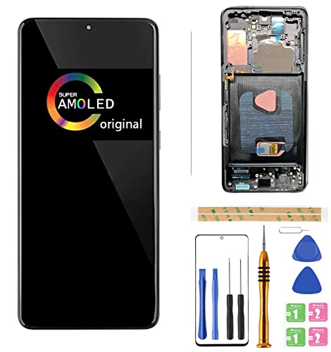 [Black with Frame]Amoled LCD for Samsung Galaxy S21Plus+ 5G G996 Digitizer Screen LCD Display Touch Assembly Replacement SM-G996 G996A G996F G996P G996R4 T U V W 6.7 inch by BITANR (Black with Frame)