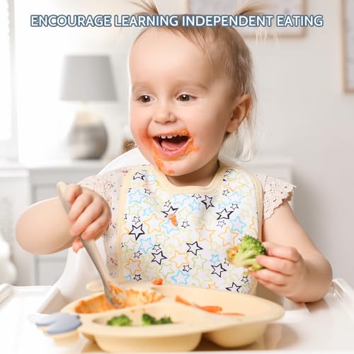 Image of 6 Piece Silicone Baby Feeding Spoons, First Stage Infant Soft-Tip Easy on Gums, Training Spoon Self-feeding, Utensils Supplies, Dishwasher & Boil-proof - Blue