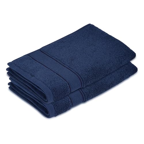 Image of BOUTIQUE LIVING Luxe Loom 100% Cotton 550 GSM Blue Hand Towels - Pack of 2