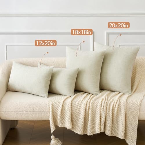 Image of MIULEE Pack of 2 Cream Throw Pillow Covers 20x20 Inch Soft Polyester Pillow Covers for Sofa Living Room Spring Home Decor Couch Solid Dyed Cases