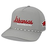 Legacy NCAA Officially Licensed Rope Hat, Arkansas Razorbacks, Lightweight Cap for Men & Women, Caddy Adjustable (Caddy), Grey/Grey White Rope, One Size Fits Most, Snapback Closure