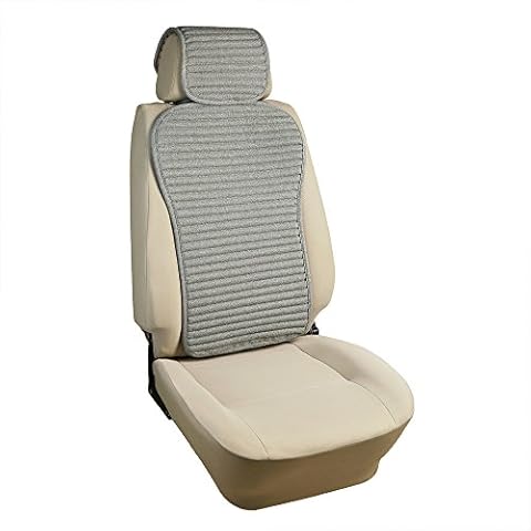 Suninbox Car Seat Covers Backrest, Buckwheat Hull Seat Covers Backrest for Cars,Universal Car Seat Covers Backrest,Air Bag Compatible,Breathable Comfortable [1 Pack Gray Seat] Cover