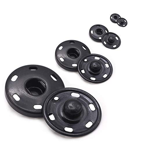 55 Sets Sew-On Snap Buttons Metal Snap Fastener Durable Press Studs Buttons For Sewing Clothing, 4 Sizes (Black) #TOP30