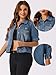 Allegra K Casual Jean Jacket for Women's Short Puff Sleeves Button-Down Denim Jacket Medium Medium BLue