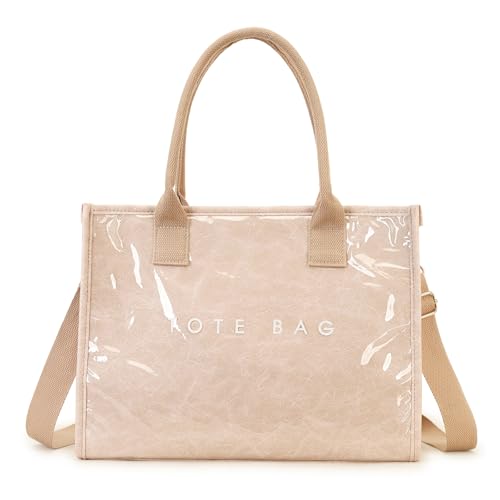PVC Tote Bag for Women Letters Print Crossbody Bag Designer Handbags Kraft Paper Shoulder Bag with Strap
