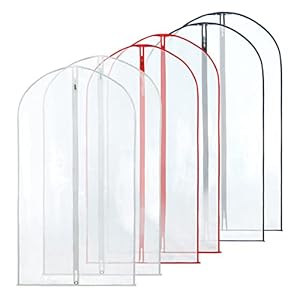 HANGERWORLD 100 cm (40″) Suit/Garment Clothes Cover Bags, Pack of 6, Clear with Mixed Trim Colours
