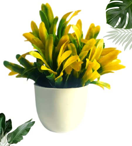 Image of Artificial Plants for Home Decor with Pot Combo of 2PCs Artificial Flower Forest Bonsai Plant with Plastic Pot for Home Decoration Office Table Greenery Room Home Decor Fake Plants Pot ( Artificial Grass Pot ) (ThickGrass)