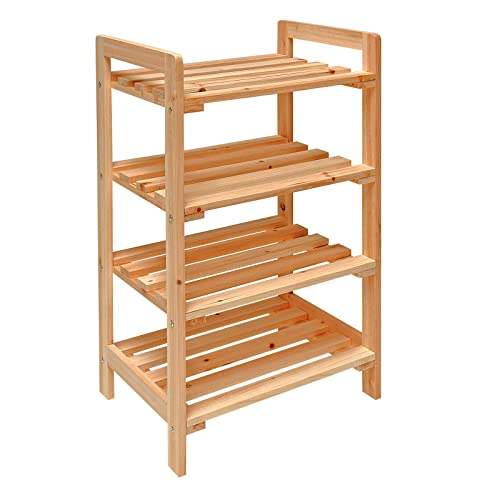 DEMA Universal Holzregal – Natur Regal mit 4 Böden & Fächern | Stabiles Regal 45x33x79 cm für Wohnzimmer, Büro & Lager