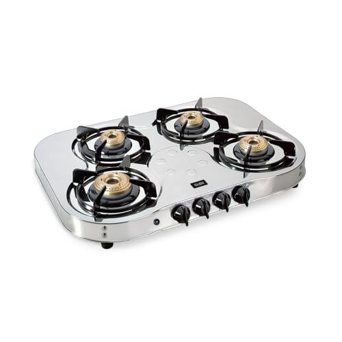 Glen 4 High Flame Brass Burners | LPG Gas Stoves | Stainless Steel Top | Auto Ignition | ISI Certified...