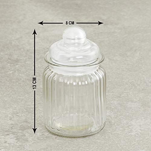 Image of S.K. SALES 350ml Glass Storage Jar Set of 6 | Round Transparent Airtight Containers with Lids | Multipurpose Kitchen Storage Jars for Spices, Snacks, Dry Fruits & Food Items
