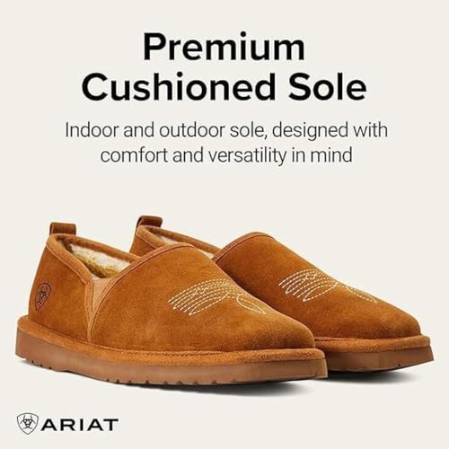 Image of ARIAT Men's Square Toe Indoor & Outdoor Rubber Bottom Lasso Suede Slippers