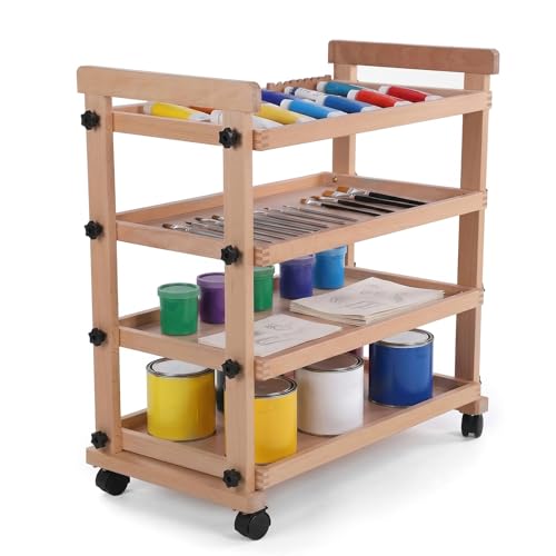 Solid Beechwood Rolling Utility Studio Taboret