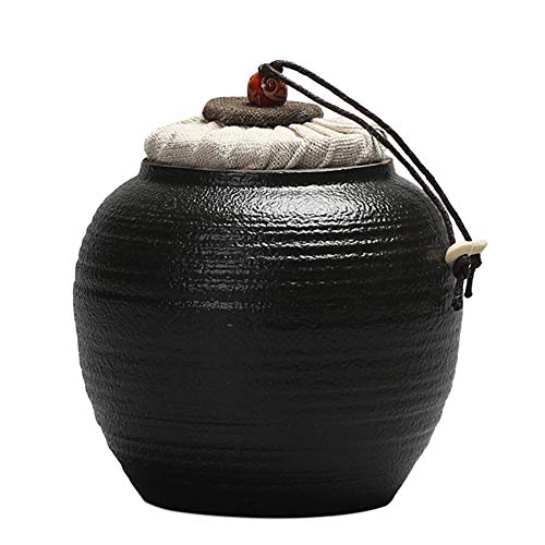 Exquisite Oriental Ceramic Food Storage Jar Canister Food CanistersLoose Tea TinTea StorageTea CaddyTea CanisterCoffee CanisterCoffee JarSpice Nuts Storage 335oz95g Black