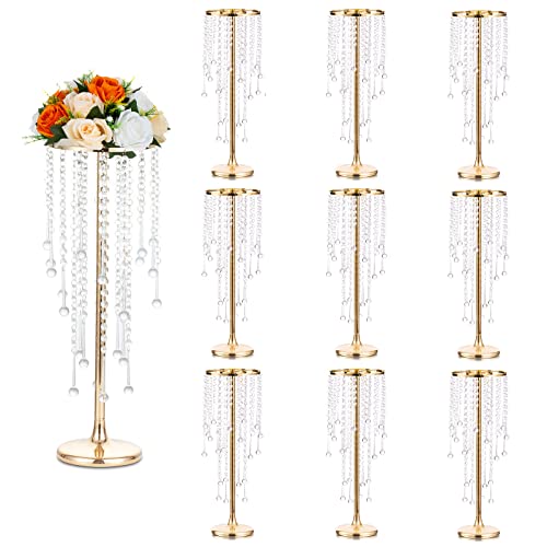 Sziqiqi 55cm Gold Vase mit Kristall Kette Hochzeit Mittelstücke für...