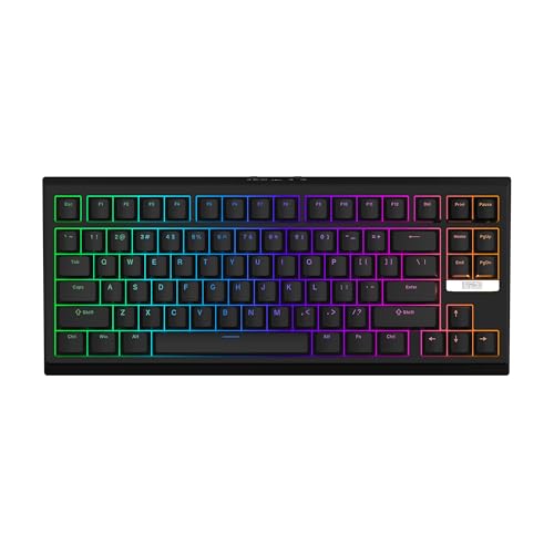 EPOMAKER G84 80% Gasket Tastiera Meccanica, Tastiera Personalizzata QMK/VIA, Sostituibile a Caldo, Retroilluminata RGB, Shine-Through PBT Keycaps, 2,4 Ghz/BT/Tipo-C (Nero, Clear Switch)