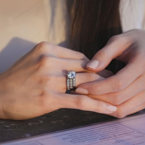 KEAO ELOISE 3-Piece Wedding Band Set with 2 Carat Round Brilliant Cut Simulated Diamond – Women's Eternity Bridal Jewelry3