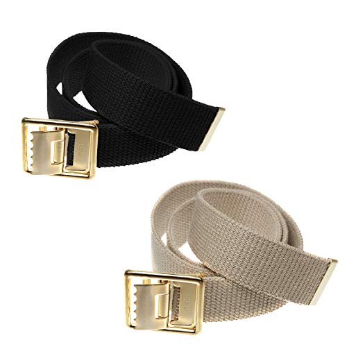 Jackster USMC Military Web Belt – Open Face with 24K Gold Plated Solid Brass Buckle – Adjustable 54