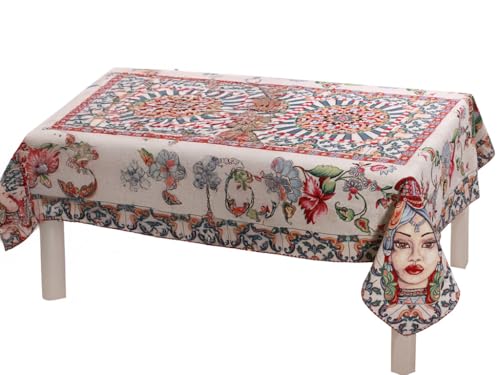 Viterbo Biancheria COPRITAVOLO Tovaglia Gobelin Jacquard Realizzata in Italia TESTA DI MORO DIS. 5 (140x140cm (7620))