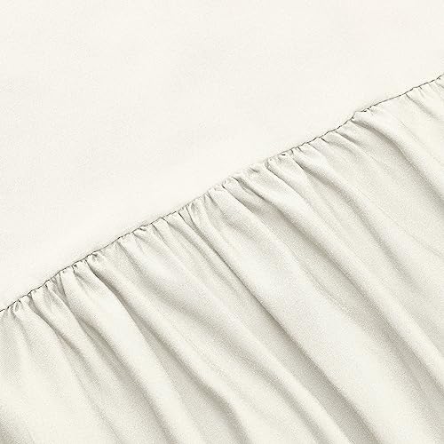 Amazon Basics Lightweight Ruffled Bed Skirt, Classic Style, Soft And Stylish 100% Microfiber With 16" Drop-Full, Off White #TOP2