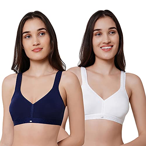 Image of SOIE Women Solid Non Padded Non Wired Full Coverage Stretch Cotton T Shirt Bra Combo Pack of 2