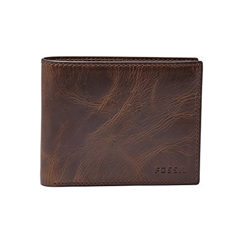 Fossil Geldbörse für Herren Derrick, Leder Bifold Dunkelbraun 11,43 cm L...