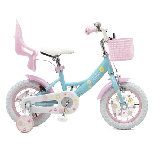 Image of Girls Bike with Basket for Toddlers and Kids Aged 3-14 Years Old, 12 14 16 18 Inch with Training Wheels & Doll Seat, 20 Inch with Kickstand & Rear Rack, Princess Style Bicycle for Gift.